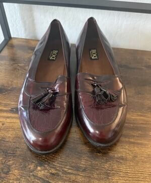 B.O.Q. Men’s 10.5 Penny Loafers Burgundy Leather Made in Italy Tassels Shoes